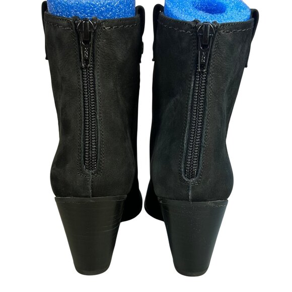 Stuart Weitzman Womens 6.5 Black Suede Ankle Boots Studded Toe Luxury Cowgirl - Picture 2 of 13